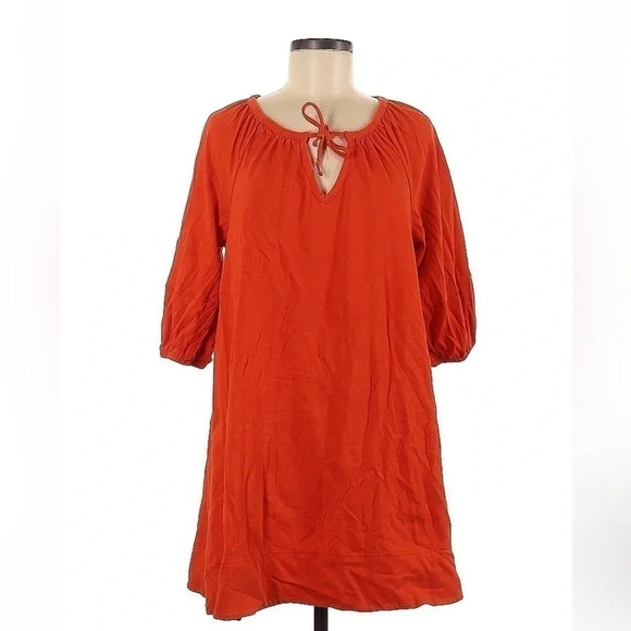 Anthropologie Anais Bright Orange Knit Cotton Tunic A-Line Dress Size Medium M - Picture 2 of 4